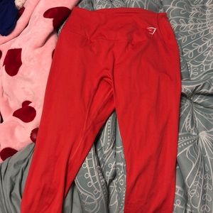 Red gym shark leggings